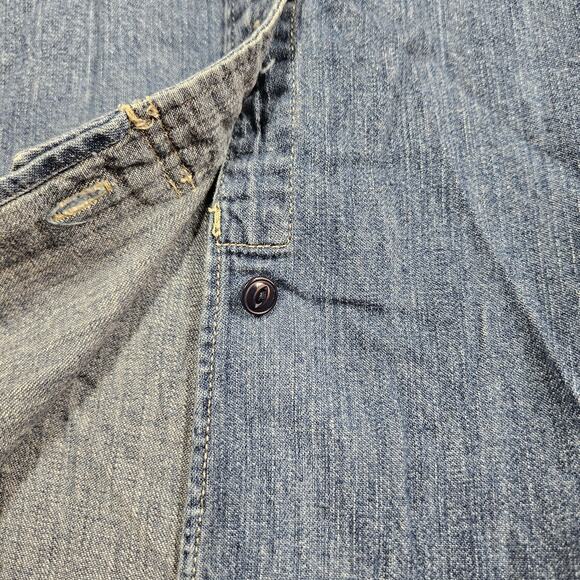 Lauren Jeans Co Shirt Women Large Denim Button Down Top Western Prairie Roll Tab - Picture 5 of 16